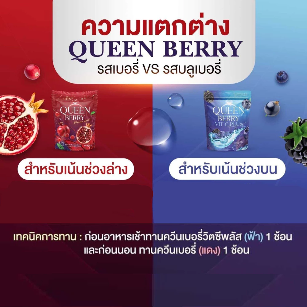 Queen Berry ควีนเบอรี่ น้ำชงดูแลสุขภาพ วิตซี 50g thumbnail 3