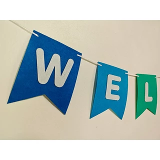 [สั่งทำชื่อได้] ธงราวตัวอักษร ป้ายชื่อสั่งทำ ธง Welcome ชื่อเด็ก ธงปาร์ตี้ งานวันเกิด