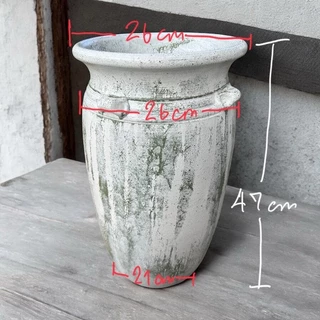Flowerpot กระถางดินเผาทรงตรงปากแบน วินเทจสไตล์ มีหู 4 หู ขนาด 26 x 47 cm. ใช้ทำเป็นที่ใส่เก็บร่มได้