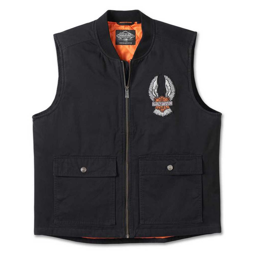 เสื้อกั๊กผ้า Harley-Davidson Men's 120th Anniversary Heavyweight Vest - Black 97044-23VM 97044-23VM