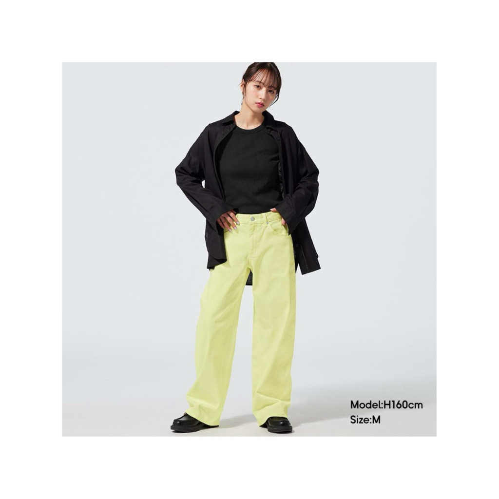 GU baggy jeans กางเกงยีนส์ สีเขียวอ่อน ไซต์ M