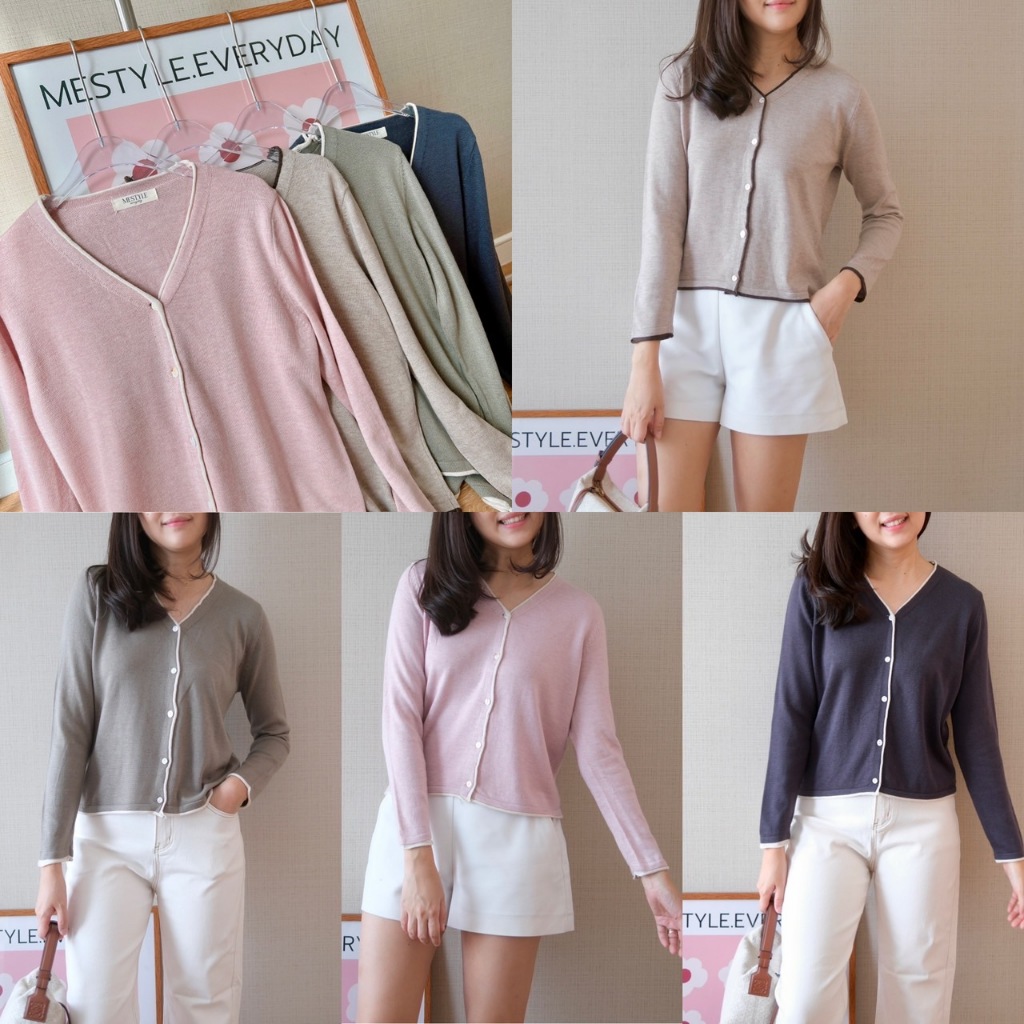 Twotone knit top เสื้อไหมพรมคาร์ดิแกน ทรงสวย งานสวยดูดี ดูแพงมากๆ