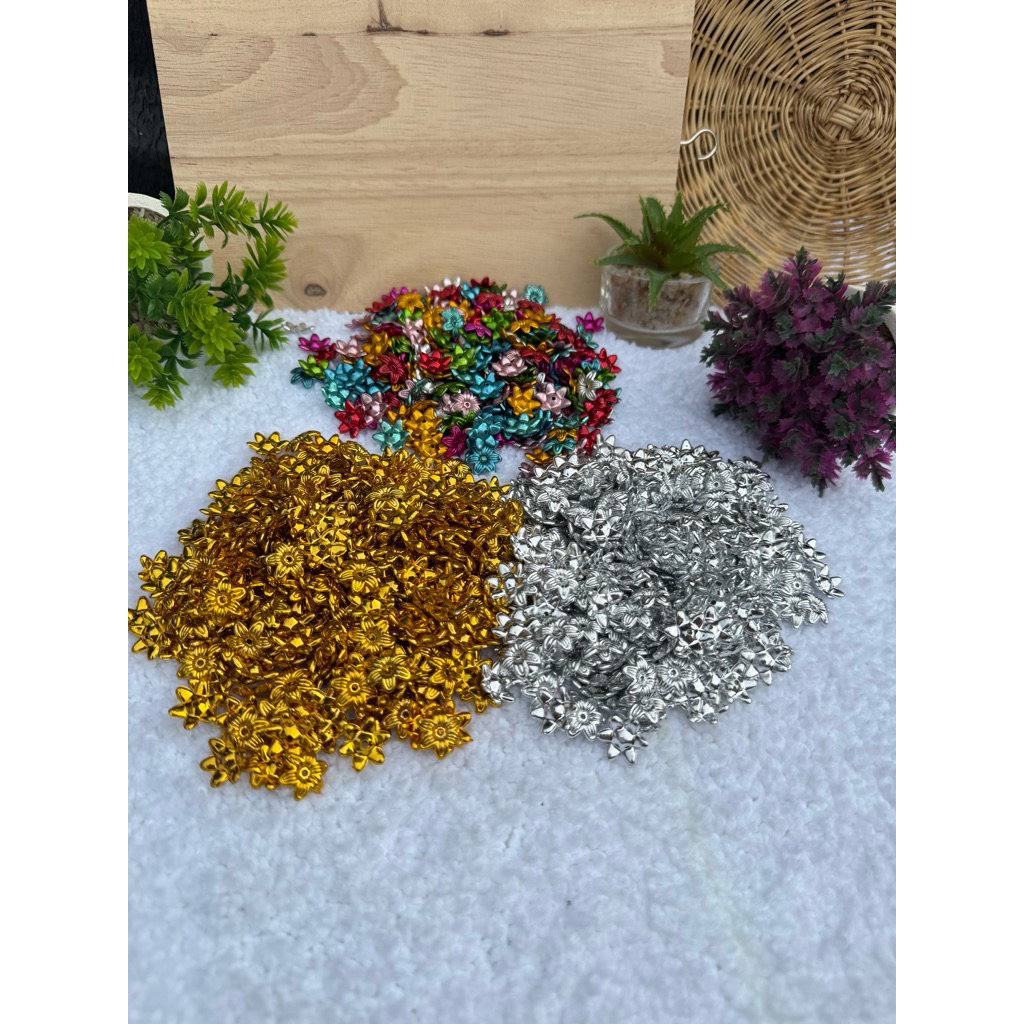 ดอกพิกุลเงิน,ดอกพิกุลทอง🌼แพ็ค100ชิ้น(พร้อมส่ง📌)ตกแต่งเหรียญโปรยทาน