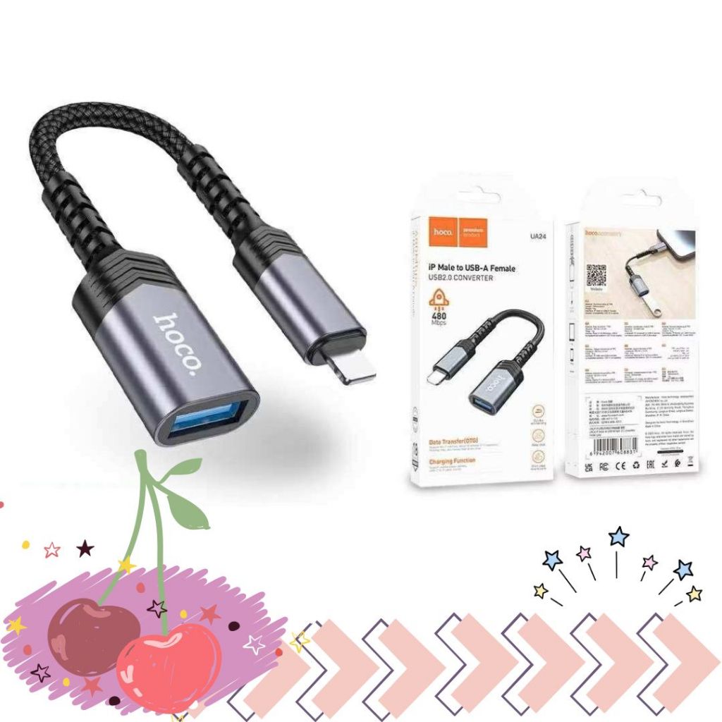 พร้อมส่งจากไทย Hoco UA24 อุปกรณ์แปลงสัญญาณ Adapter for Light ning to USB-A female USB2.0
