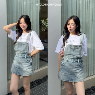 mycloth.officials (6140) - เอี๊ยมกระโปรงกางเกง สียีนส์อ่อนฟอก ดีเทลงานน่ารักสุดๆ