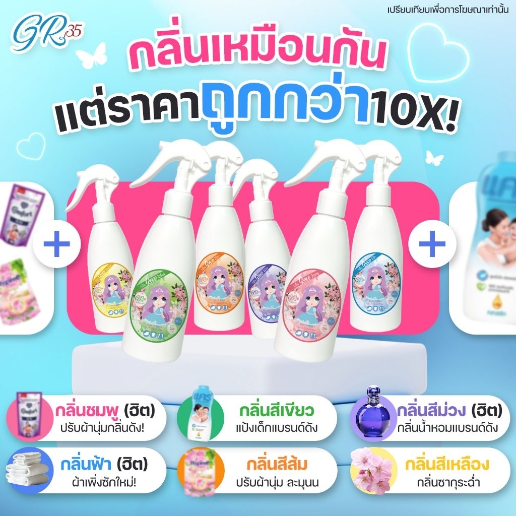 น้ำหอมฉีดผ้าGrace-FabricSprayขวด200ml.พร้อมส่งทั้ง6สี(-ส่งไวหอม-ด่วนทันใจ-สั่งเลย)