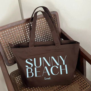 กระเป๋าผ้า sunny beach leaf (ใบใหญ่) มี 4 สี มีซิปปิด