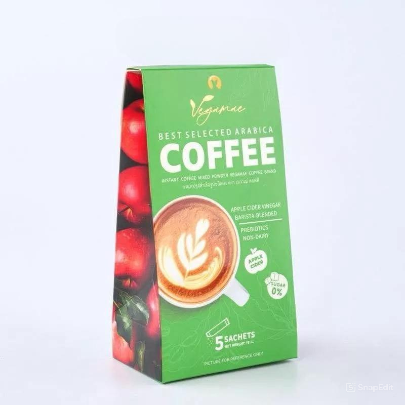 กาแฟเวกาเม่ Vegamae Coffee สูตรผสม Apple Cider Vinegar (กล่องละ 5 ซอง) Coffee Vegamae