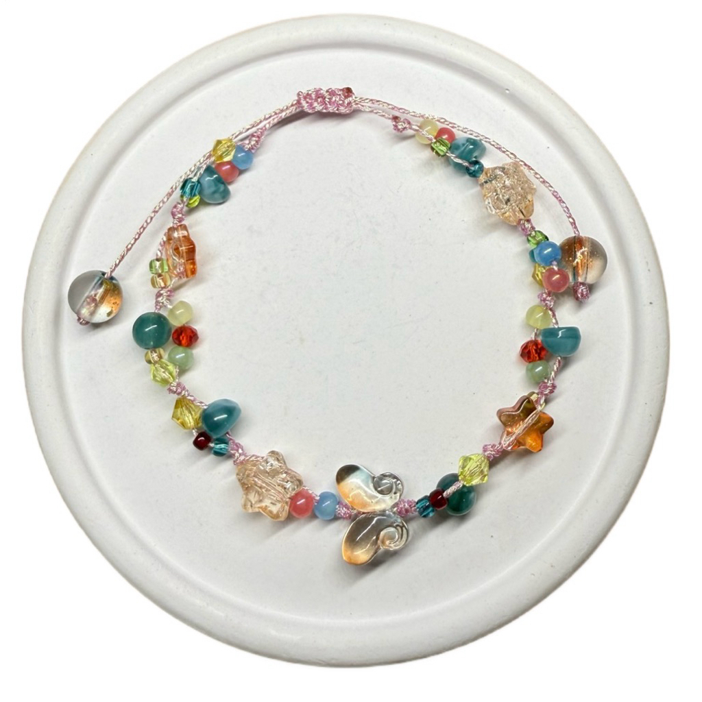 สร้อยข้อมือเชือก จี้ผีเสื้อ โทนสีเยลลี่