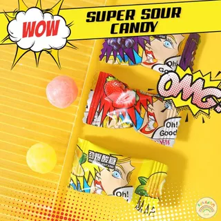 ลูกอมเปรี้ยว Superจี๊ดจ๊าด V.2 ลูกอมจี๊ดจ๊าด (1เม็ด/3g) 50-100ชิ้น Super sour Candy เปรี้ยวปรี๊ดดด! ลูกอมแก้ง่วง
