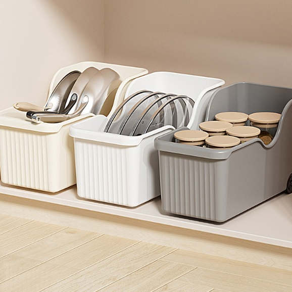 กล่องเก็บของตู้ครัวพร้อมรอก ฝาครอบเครื่องครัว ตู้เก็บของเบ็ดเตล็ด กล่องเก็บของตู้ครัว - รูปที่ 4