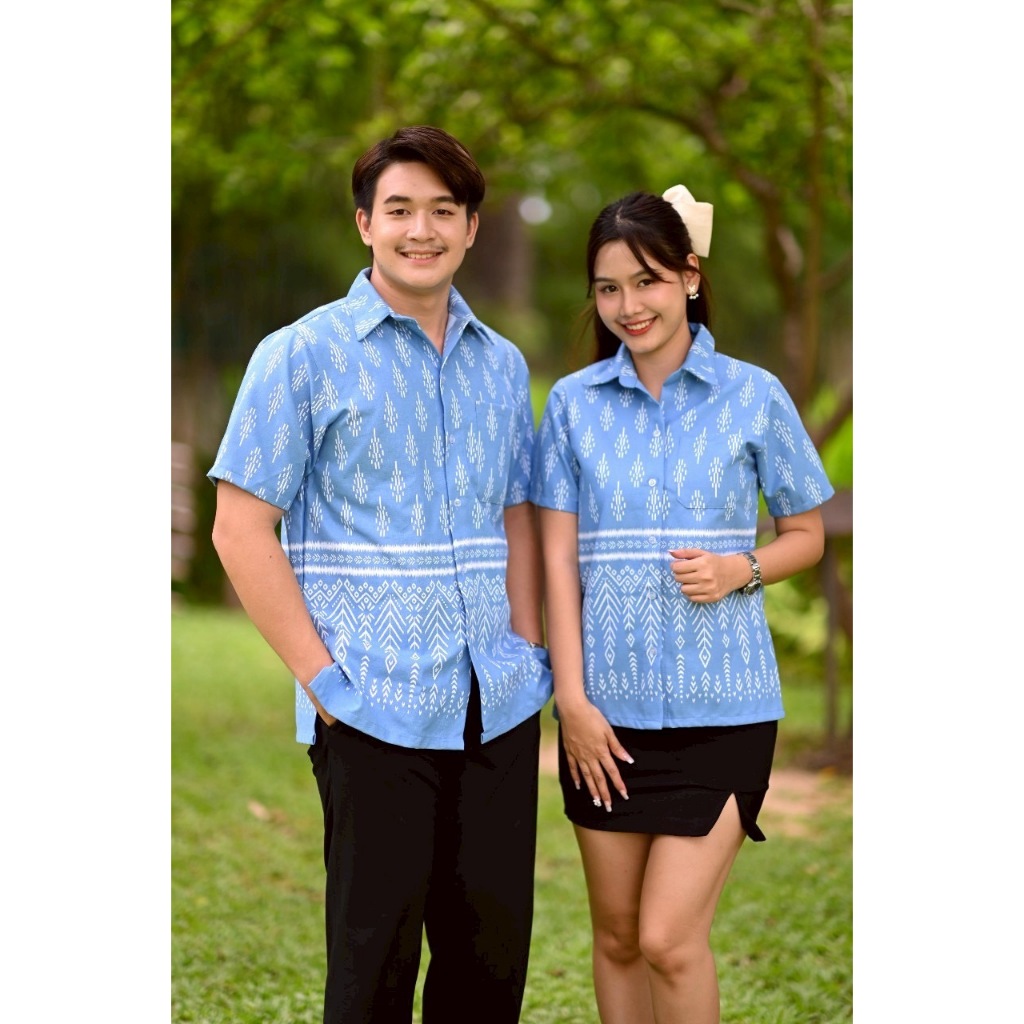 เสื้อเชิ้ตทำงาน งานอัดกาว ❤️G4 ฟ้าทะเล❤️