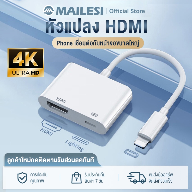 หัวแปลง เป็น 4K 1080P หน้าจอแคสต์HD สําหรับ โทรศัพท์มือถือ/แท็บเล็ต เชื่อมต่อกับหน้าจอขนาดใหญ่