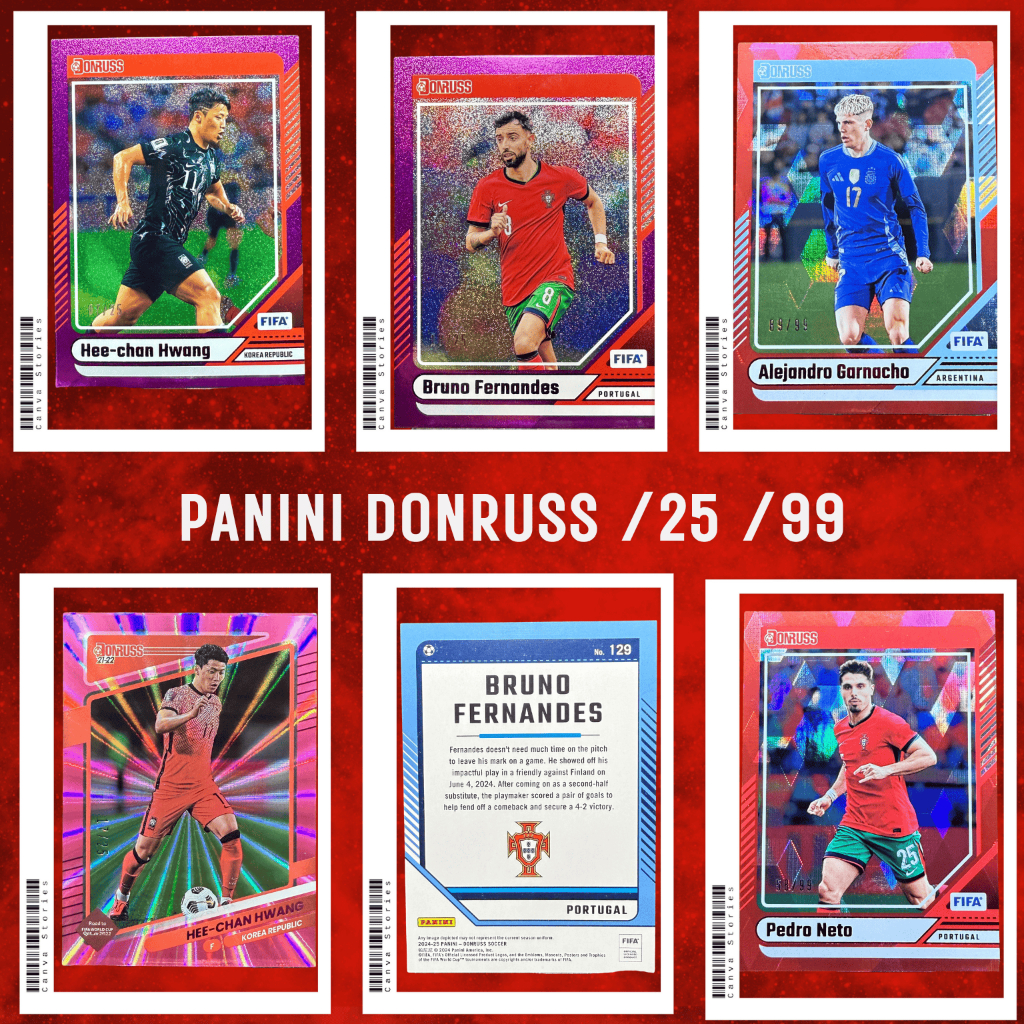 SET : PANINI DONRUSS - BRUNO FERNANDES, GARNACHO, PEDRO NETO, HWANG HEE CHAN
