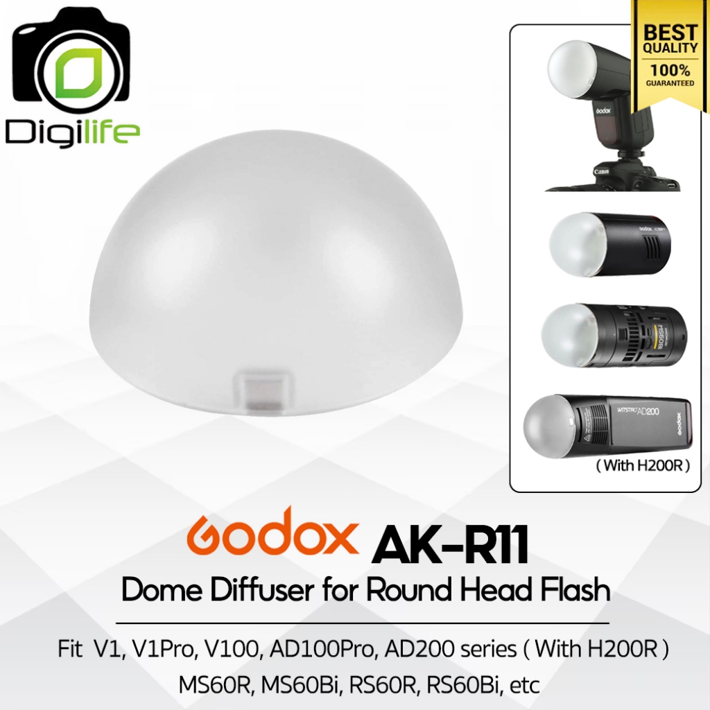 Godox AK-R11 Dome Diffuser for Round Head FlashV1,V1Pro,V100,AD100Pro,AD200series (with H200R), MS60R/Bi, RS60R/Bi