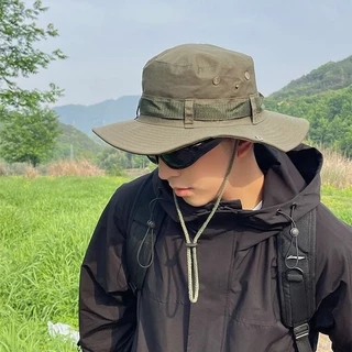 มีส่งด่วน หมวกบักเก็ตเดินป่า (B154) หมวกปีกกว้าง ใส่เที่ยว เดินป่า กันแดด ตั้งแคมป์ ปีนเขา มีสายคล้องคอ