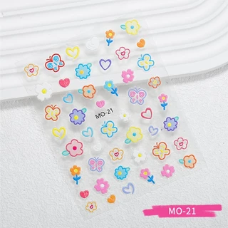 Nawoelite stickers สติกเกอร์ ตกแต่ง สติกเกอร์ตกแต่ง 5D ดอกไม้น่ารัก สติกเกอร์ติดเล็บ สำหรับ DIY อุปกรณ์แต่งเล็บ