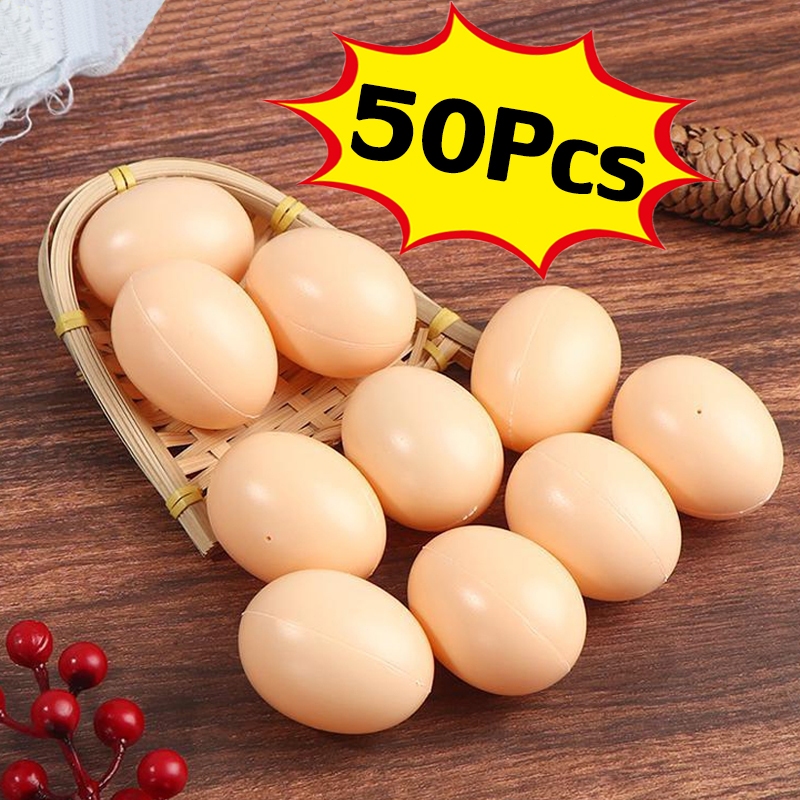 ไข่ไก่ปลอม ไข่ไก่พลาสติก ไข่ปลอม ใส่ถุงตาข่าย 5 ฟอง/ถุง ขนาด 4.4×5.3ซม ไข่ปลอมพลาสติก Diy ของเล่นสําหรับเด็ก