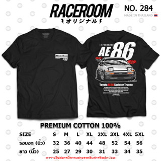 RACEROOM เสื้อยืดคอกลม สีดำ ไม่ย้วย Cotton100 Toyota AE86-28…