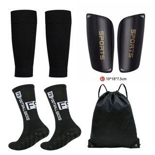 ชุด 4 ชิ้น ถุงเท้าฟุตบอล กันลื่น สนับแข็ง ถุงเท้าตัดข้อ กระเ…