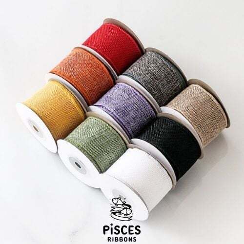 1 ม้วน【5 หลา】* ริบบิ้นผ้าลินิน 4 ซม. – โทนธรรมชาติ (Linen-Texture Ribbon – 4cm Natural Earth Tones) 