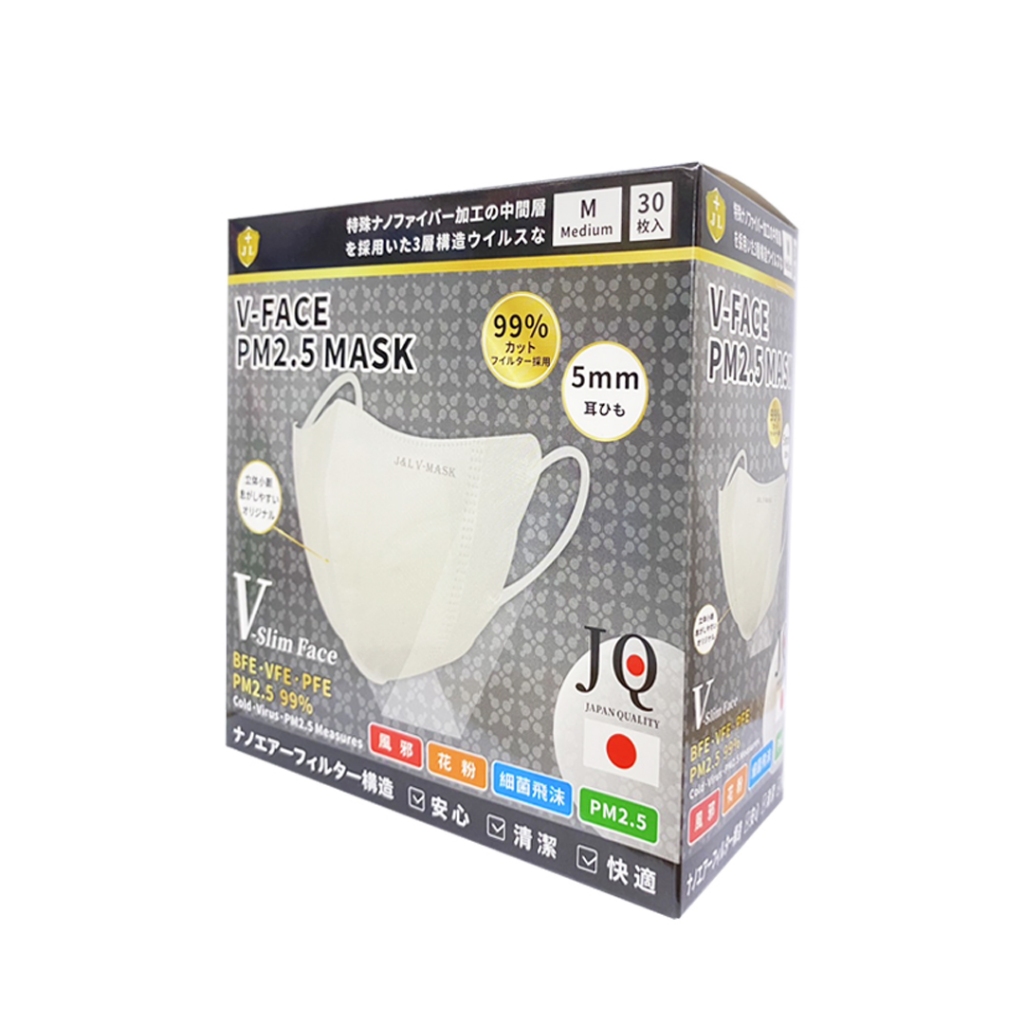 V-Slim Face Mask สีขาว 30 ชิ้น แมสหน้าเรียว ผู้ใหญ่ แมสหนา3ชั้น สายนิ่ม 5MM.กระชับใบหน้า เก็บเเก้มได้ดี - รูปที่ 2