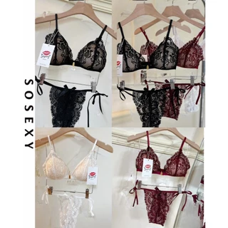 SPND【พร้อมส่ง】So89 เซตชั้นในลูกไม้ เสื้อในตะขอหน้า+กกน แต่งสายผูกเอว เนื้อผ้านุ่มละมุน สวยแซ่บ