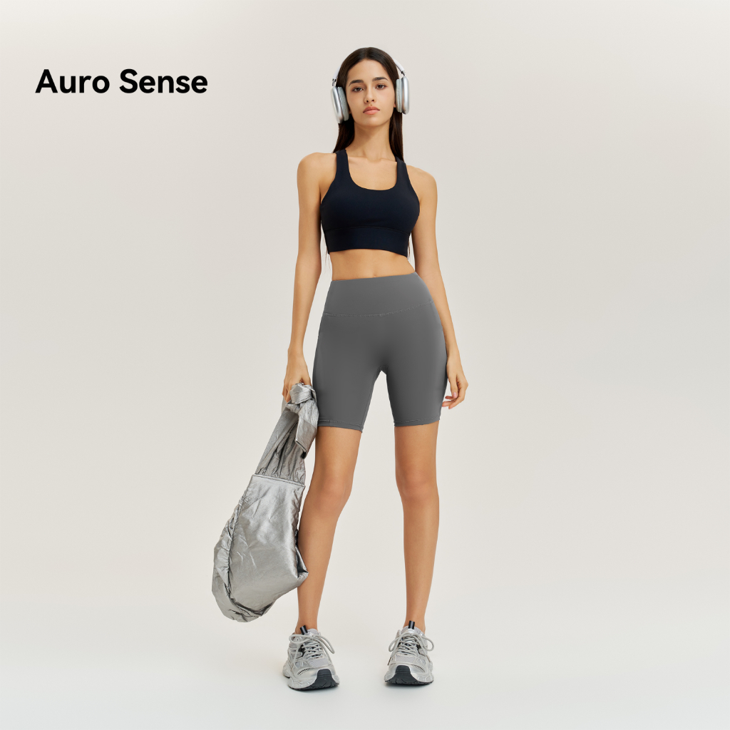 Auro Sense gym กางเกงโยคะเอวสูง กางเกงวิ่ง  ความยาว 3 ส่วน เล่นกีฬา และ การสวมใส่ประจำวัน compression shorts  4color - รูปที่ 4