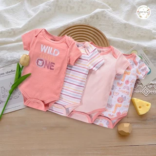 4PCS CICI ทารกแรกเกิด Jumpsuit ทารกแรกเกิดเด็กชายหญิงชุด ชุดเด็กแรกเกิด 1เซ็ต4ชิ้น ผ้าฝ้าย100%