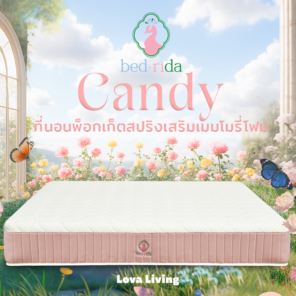 BEDRIDA ที่นอนพ็อกเก็ตสปริง เสริมเมมโมรี่โฟม ความหนา 10 นิ้ว รุ่น Candy (จัดส่งแบบสุญญากาศ)