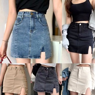 มีทั้งหมด5สี กระโปรงยีนส์ กระโปรงสั้น สวมใส่สบาย เเบบผ่าข้าง…