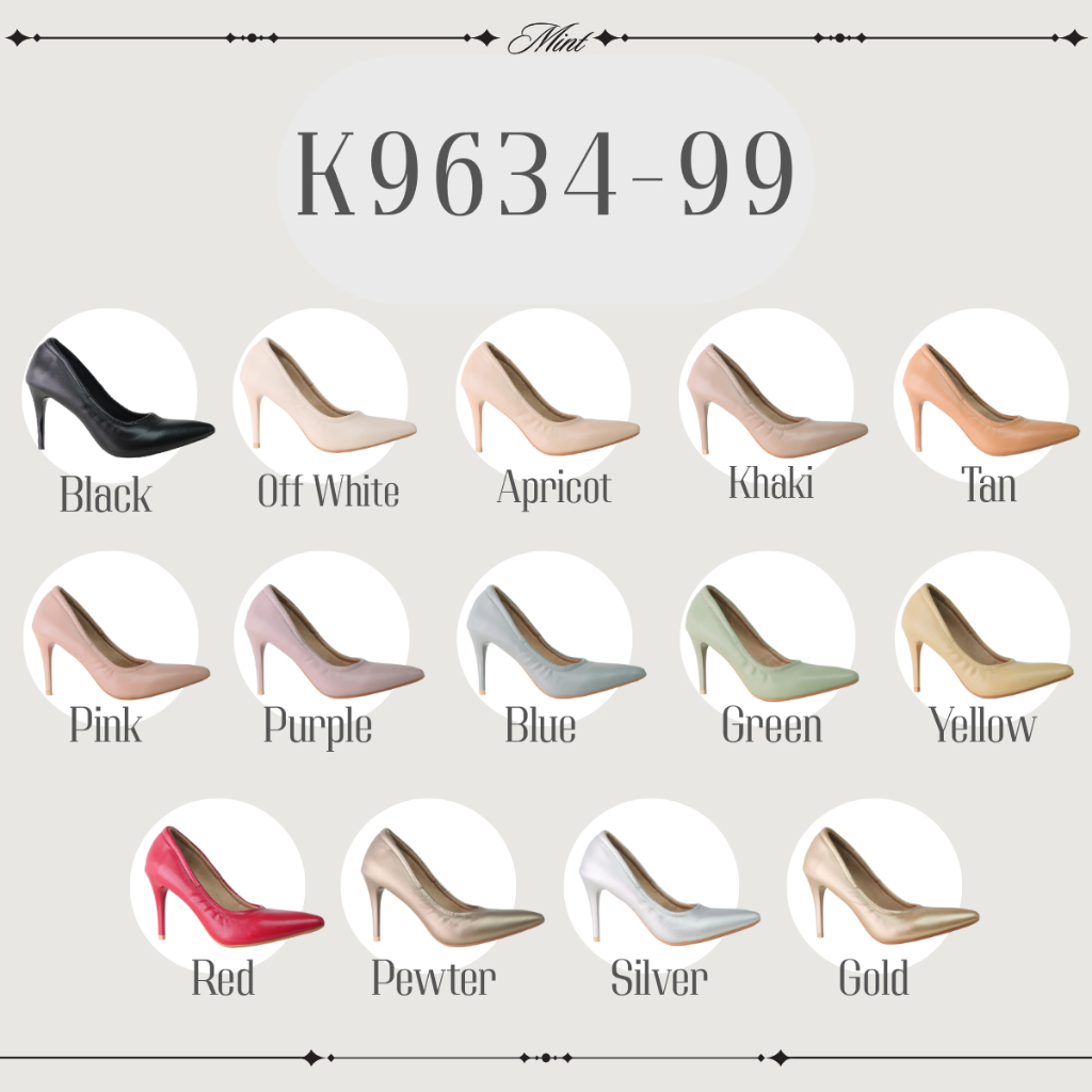 สินค้าพร้อมส่ง K9634-99 (สีเอิร์ทโทน) รองเท้าคัชชูปลายแหลมงานบุนวมนุ่ม 360องศา ส้นแหลม 3.5นิ้ว
