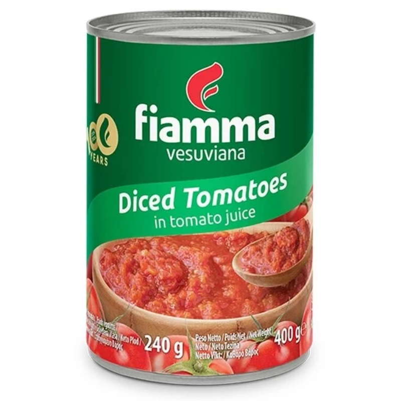 ไฟมมา มะเขือเทศหั่นเต๋าในน้ำมะเขือเทศ 400 กรัม - Diced Tomatoes 400g Fiamma brand