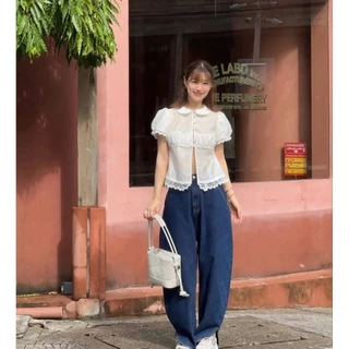 เสื้อคอปกดีเทลแต่งลูกไม้น่ารัก