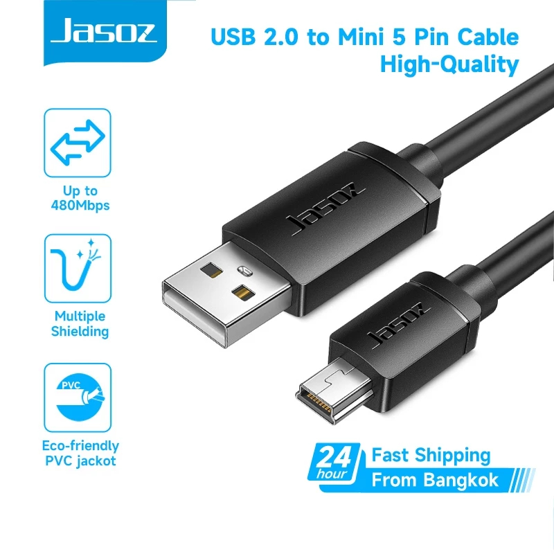 ⚡COD⚡Jasoz สาย Mini USB 2.0 Mini USB to USB 480Mbps สำหรับกล้อง COM อ่านสายข้อมู
