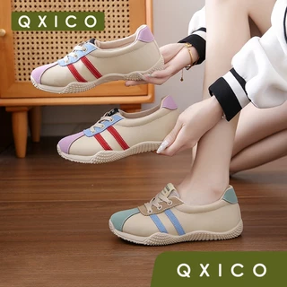 (ส่งด่วน❗️) QXICO รุ่น FQ234 รองเท้าผ้าใบ งานหนัง pu นิ่ม ใส่สบาย งานดีมาก