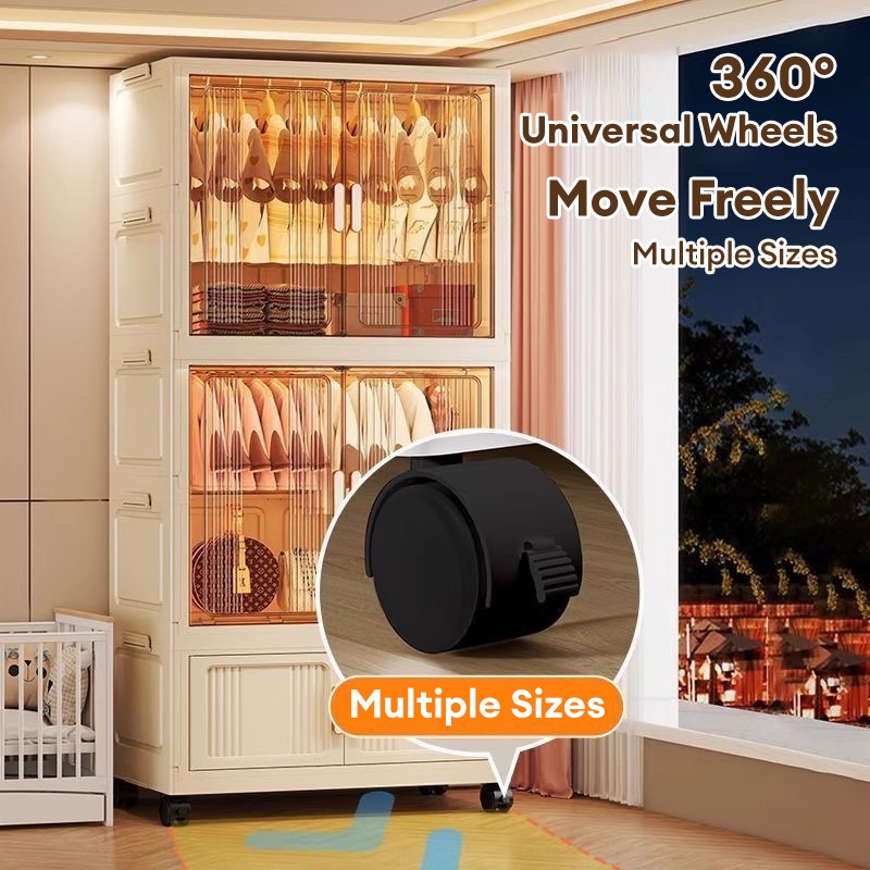 ตู้เสื้อผ้าเด็ก 55-80CM ตู้ใส่เสื้อผ้า พับ ตู้เก็บของ กันฝุ่นและกันน้ำ ตู้เสื้อผ้าพลาสติก PVC ตู้เสื้อผ้า สไตล์โมเดิร์น - รูปที่ 3