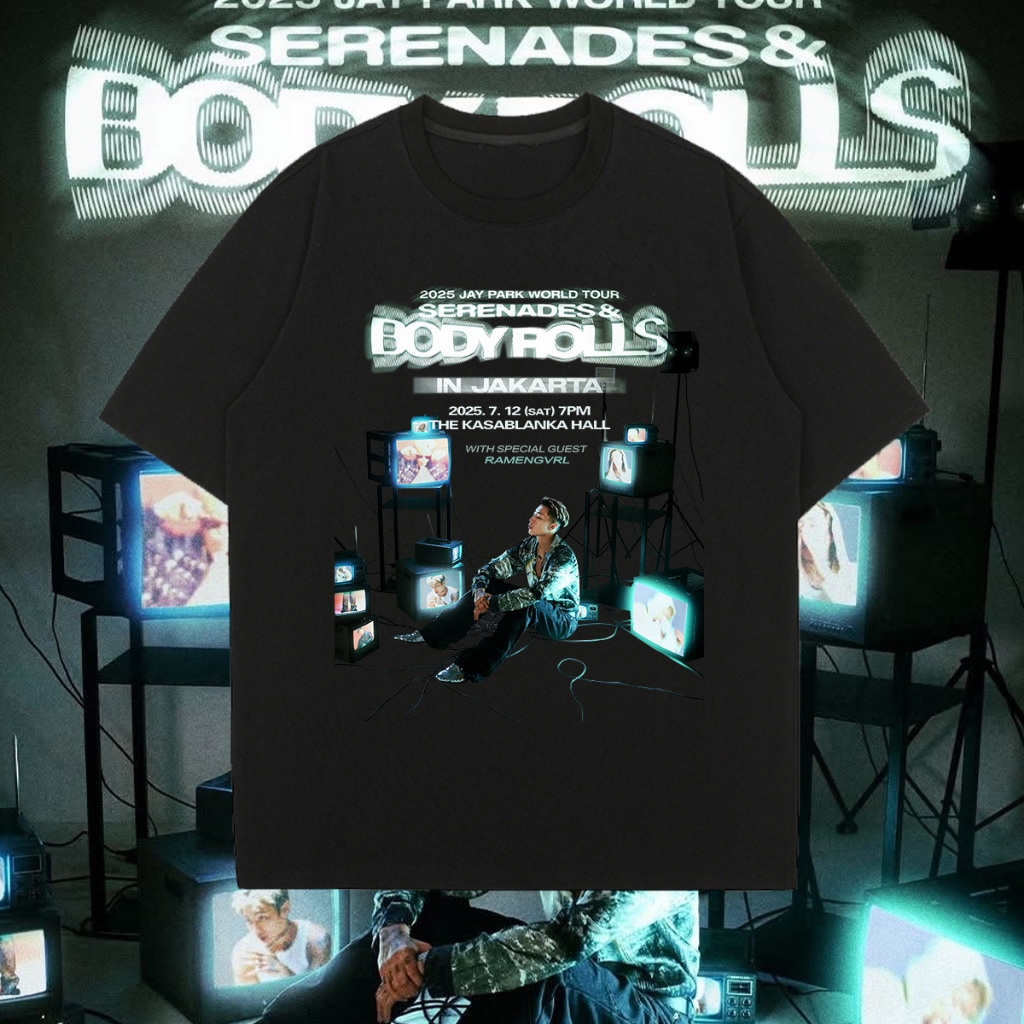 Hip Hop Style Kpop JAY PARK เสื้อยืดคอกลมพิมพ์ลาย T-Shirt S-5XL