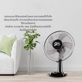 พัดลมตั้งโต๊ะ 16 นิ้ว พัดลม พัดลมสไลด์ มีระบบเทอร์โมฟิวส์ป้องกันไฟฟ้าลัดวงจร ปรับระดับแรงลมได้ 3 ระดับ C0158