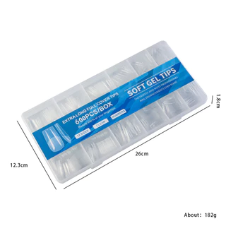 Soft Gel Tip เล็บปลอม เกรดพรีเมียม ไม่แตกหักง่าย งอได้ เหมือนเล็บจริงมาก แพ็ค 600 ชิ้น สุดคุ้ม