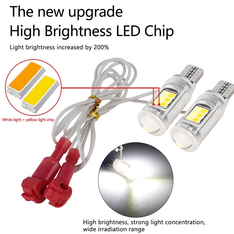 2 ชิ้น T10 T15 LED ไฟเบรกคู่รถยนต์ สีเหลืองอำพัน  ขาว น้ำเงิน