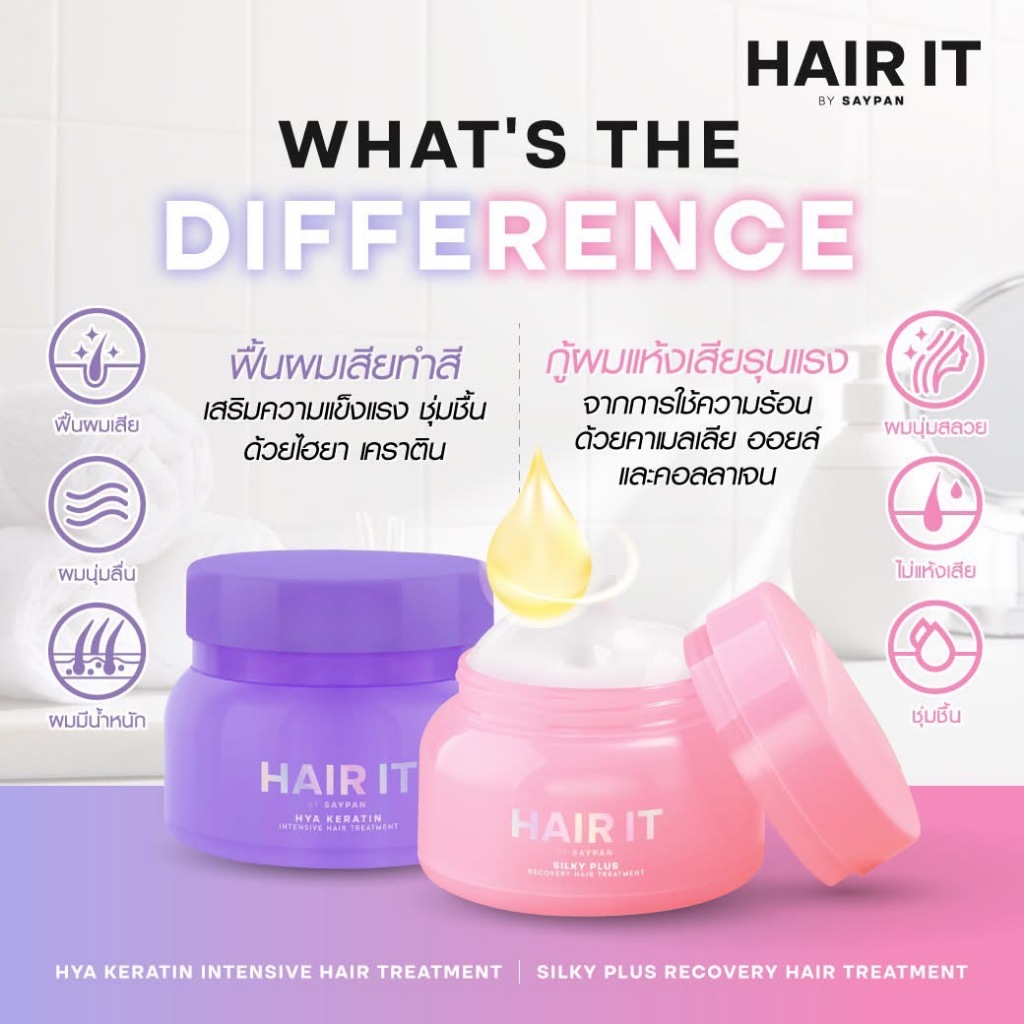 HAIR IT Hya Keratin Intensive Hair Treatment / HAIR IT Silky Plus Recovery Hair Treatment 120 gram