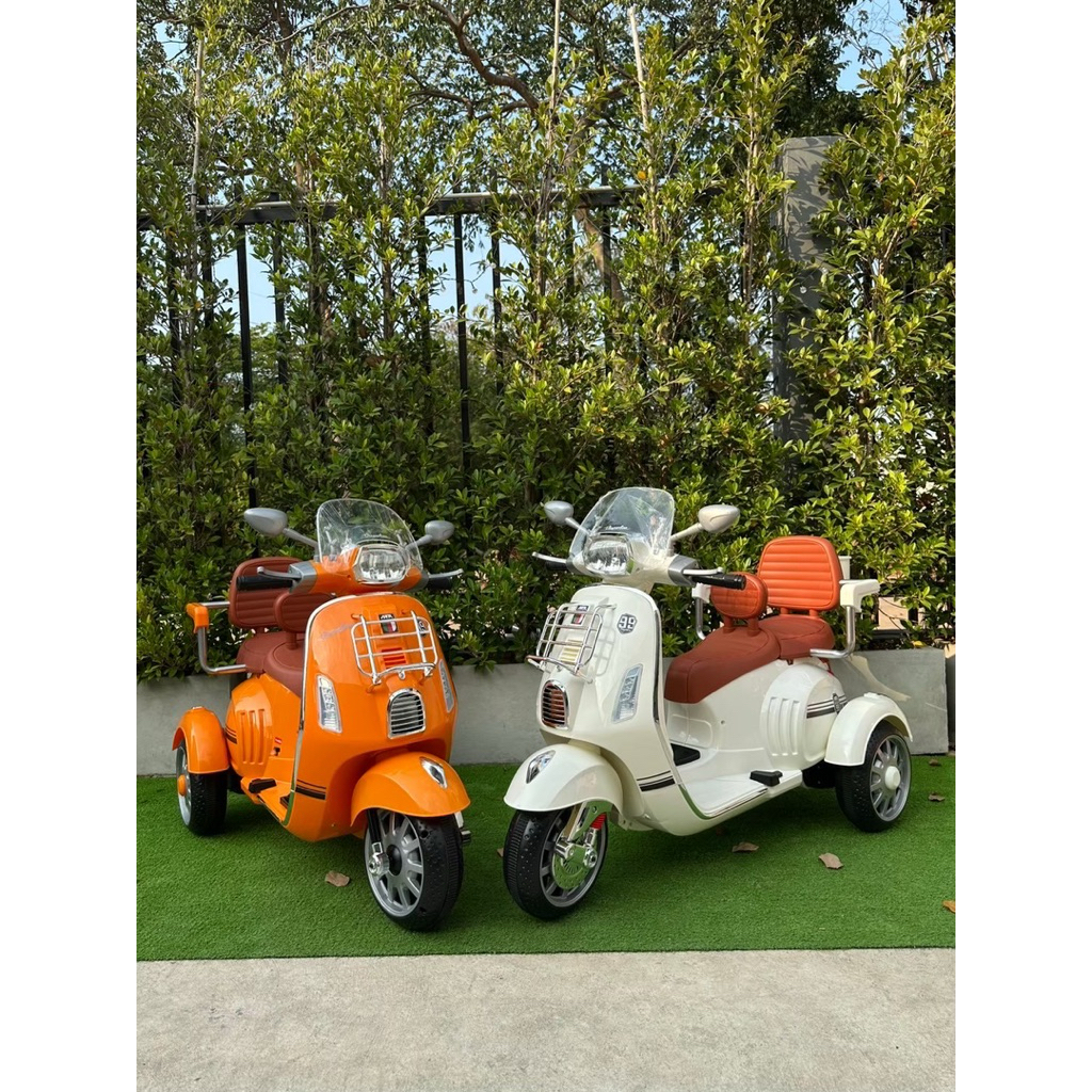 ⭐️คันใหญ่3-8ขวบ⭐️  รถแบตเตอรี่เด็กนั่ง รถไฟฟ้าเด็ก รถเด็กนั่ง ทรงเวสป้ามีเบาะซ้อน 2มอเตอร์แรงส์ no.4087 - รูปที่ 6