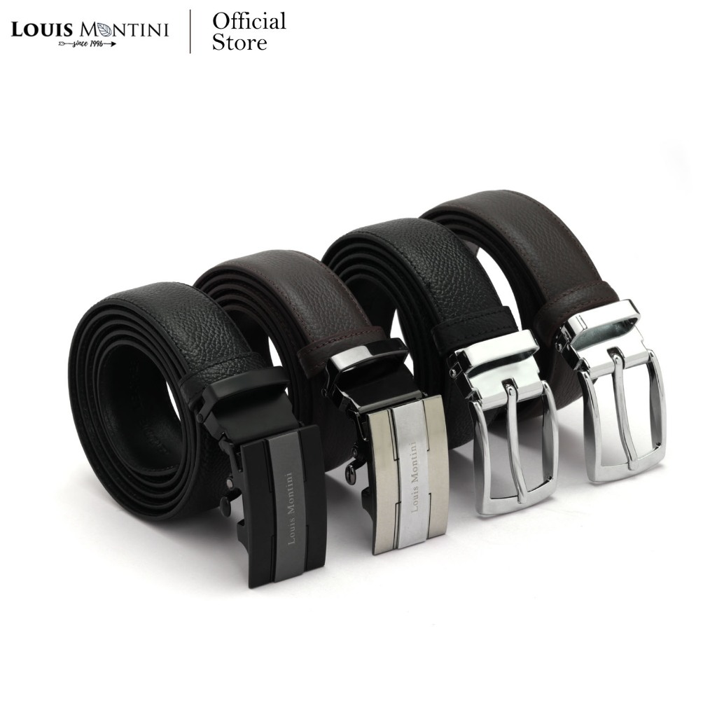 Louis Montini (CAMERON) เข็มขัดผู้ชาย หนังวัวแท้หัวออโต้เมติกและหัวเข็ม Men’s Belt MGN180 , MGN404