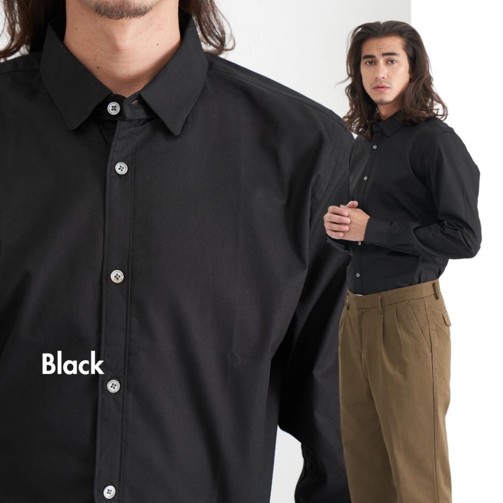 Shirtoria เสื้อเชิ้ตผู้ชาย ใส่ทำงาน เชิ้ตแขนยาว เสื้อทำงาน เชิ้ตสีดำ