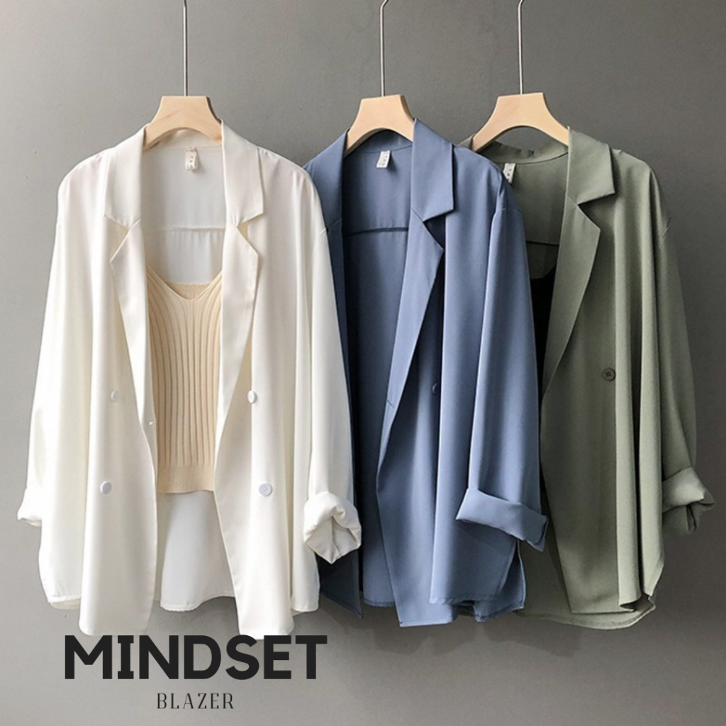 เสื้อสูทแขนยาวสีพื้นทรงหลวมผ้านุ่มไม่ต้องรีด เสื้อสูทสาวอวบใส่ได้มีไซส์S-5XL ไม่อึดอัดใส่แล้วคล่องตัว