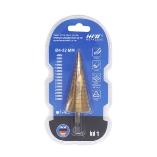 HHW ดอกสว่านทรงเจดีย์ 1/4" hex CS TIN Step drill CS TIN 1/4" hex คุ้มค่า คุ้มราคา