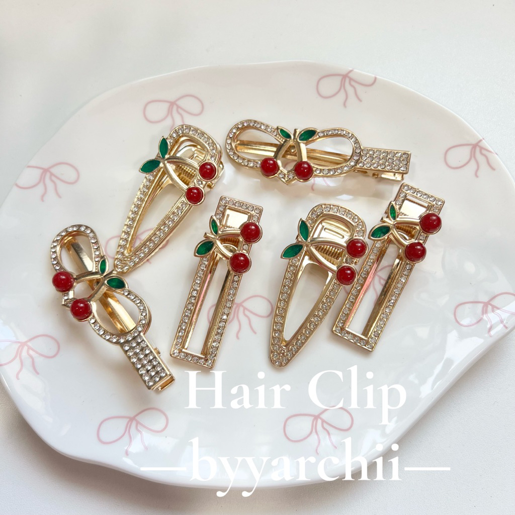 𝐂𝐡𝐞𝐫𝐫𝐲𝐇𝐚𝐢𝐫🍒กิ๊บเพชรเชอรี่ มีหลายทรง✨🍒(ราคาต่อคู่)