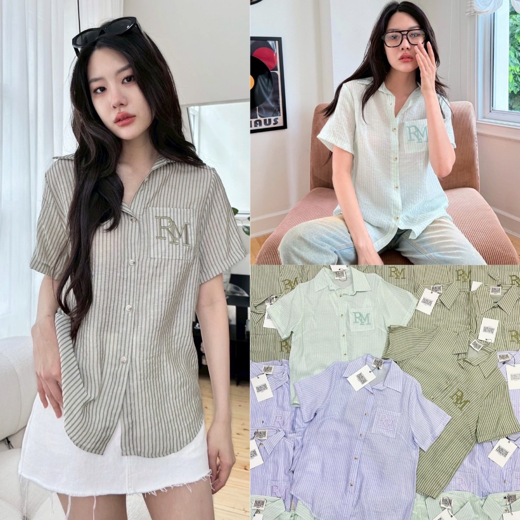 🍊 VL เสื้อเชิ้ต ดีเทลปักอกกระเป๋าอกหน้า ผ้าดีมาก นุ่มไม่แข็ง ไม่บาง ไม่หนาเกินไปนะคะ สีเบสิค แมทช์ง่าย