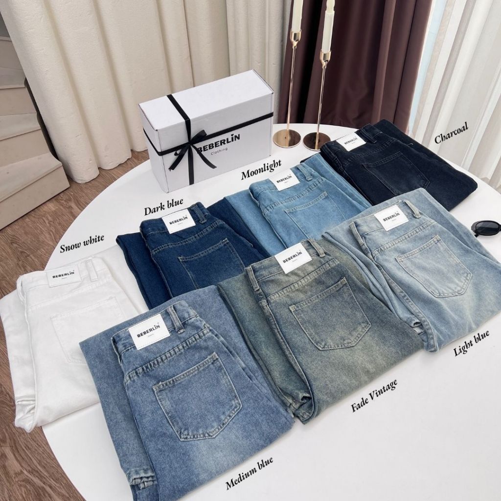 Beberlin กางเกงยีนส์ ขากระบอกใหญ่ สีเฟด รุ่น Millie Jeans / No : 2389 - 6